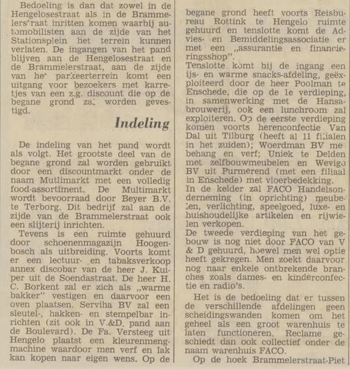 Hengelosestraat 1 hoek Brammelerstraat wordt warenhuis Faco krantenbericht Tubantia 18-7-1973 (2).jpg