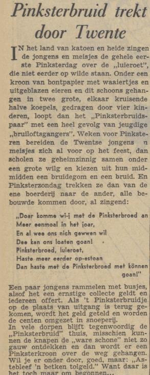 Pinksterbruidje Twente krantenbericht De Waarheid 4-6-1949.jpg