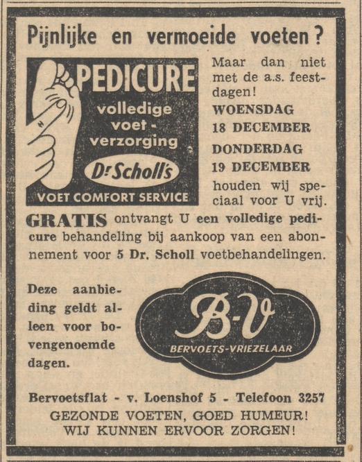 Van Loenshof 5 Bervoetsflat Bervoets Vriezelaar schoenen advertentie Tubantia 16-12-1957.jpg