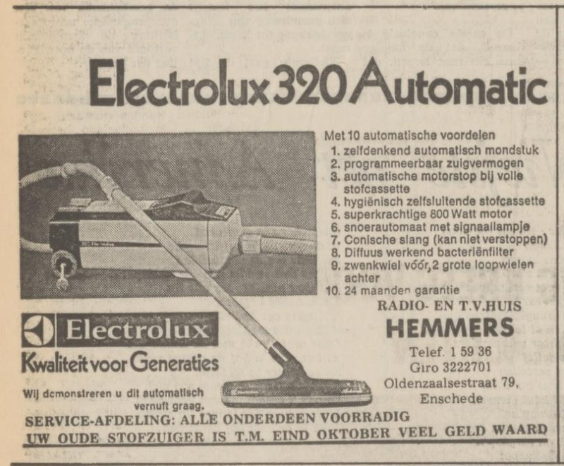 Oldenzaalsestraat 79 Radio- en TV Huis Hemmers advertentie Tubantia 27-9-1974.jpg
