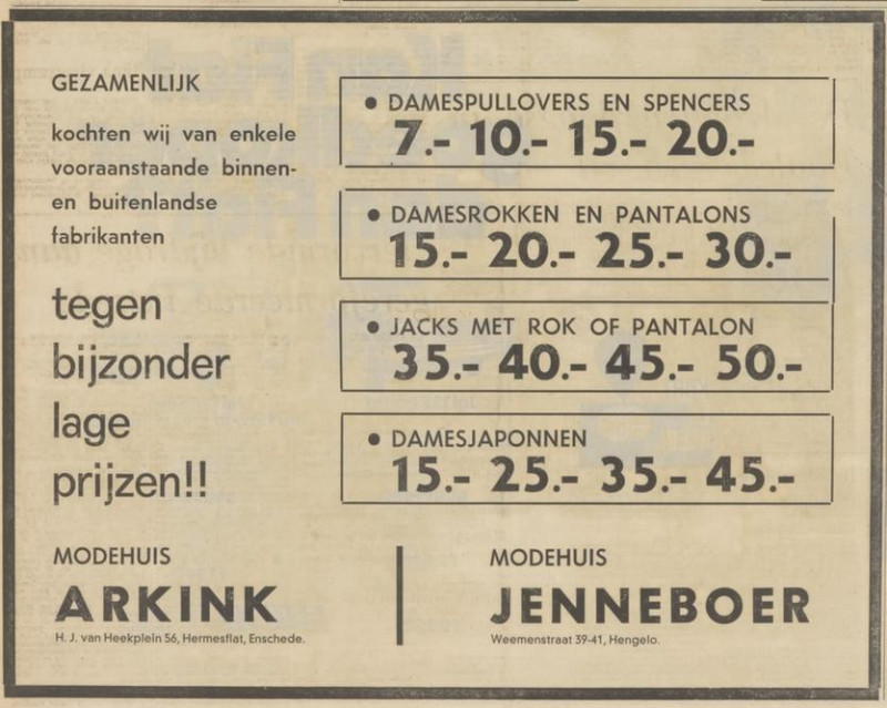 H.J. van Heekplein 56 Hermesflat Modehuis Arkink advertentie Tubantia 18-6-1973.jpg
