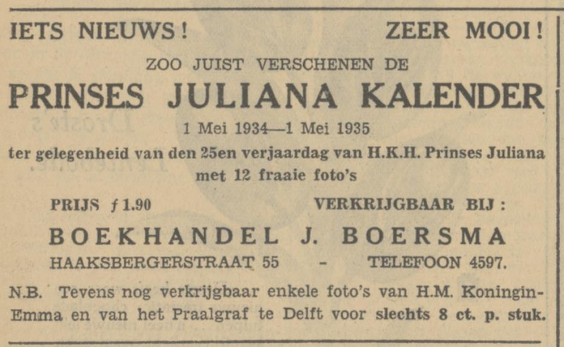 Haaksbergerstraat 55 boekhandel J. Boersma advertentie Tubantia 12-4-1934.jpg