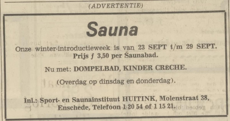 Molenstraat 38 Sport- en Saunainstituur Huitink advertentie Tubantia 18-9-1969.jpg