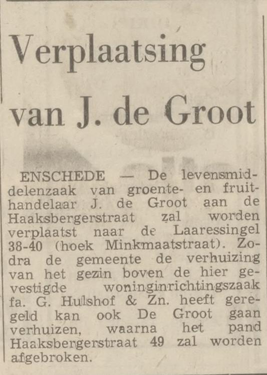 Haaksbergerstraat 49 groente- en fruithandel J. de Groot krantenbericht Tubantia 24-4-1970.jpg