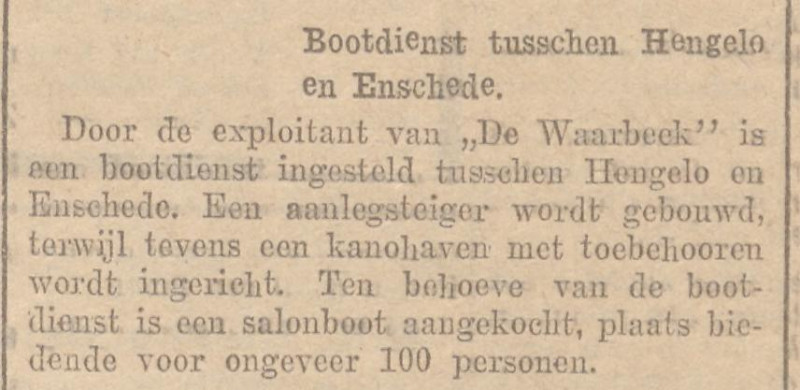 Haven Enschede salonboot naar De Waarbeek krantenbericht Overijsselsch Dagblad 23-4-1938.jpg