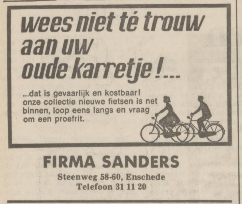 Steenweg 58-60 fietsenzaak Firma Sanders advertentie Tubantia 15-4-1975.jpg