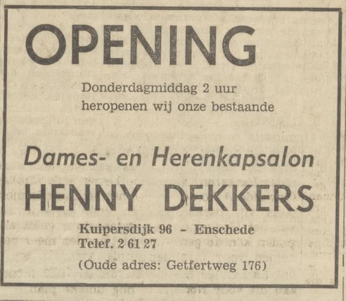 Kuipersdijk 96 Dames- en Herenkapsalon Henny Dekkers advertentie Tubantia 19-6-1968.jpg