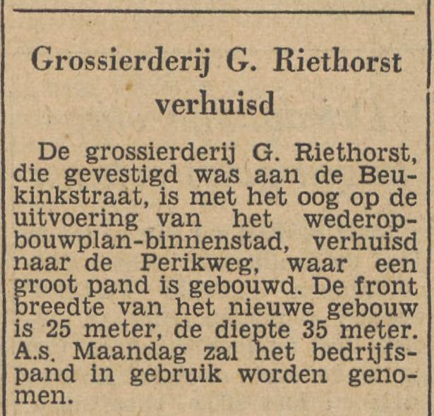Perikweg 58 grossierderij G. Riethorst krantenbericht Tubantia 7-6-1955.jpg