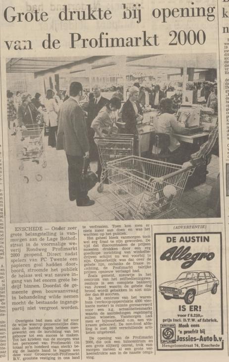 Lage Bothofstraat 175 opening Profimarkt 2000 krantenbericht Tubantia 28-3-1974.jpg