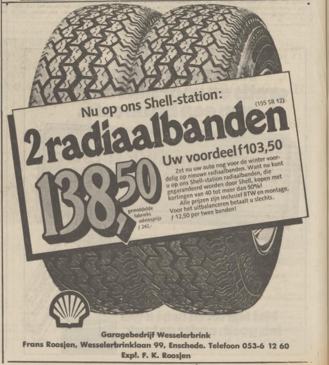 Wesselerbrinklaan 99 garagebedrijf Wesselerbrink Frans Roosjen advertentie Tubantia 17-10-1974.jpg