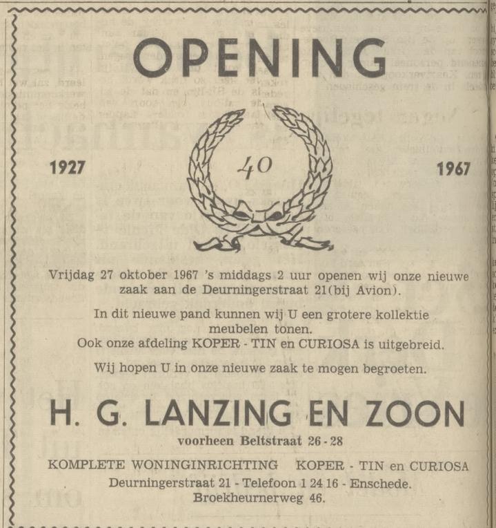 Deurningerstraat 21 H.G. Lanzing en Zoon advertentie Tubantia 26-10-1967.jpg
