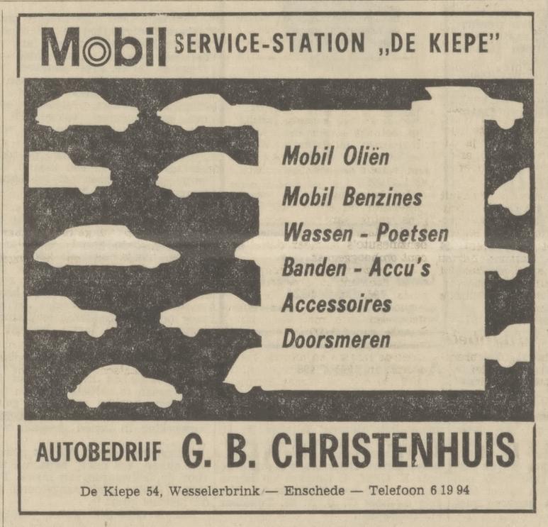 De Kiepe 54 Mobil Service Station Autobedrijf G.B. Cristenhuis advertentie Tubantia 28-2-1972.jpg