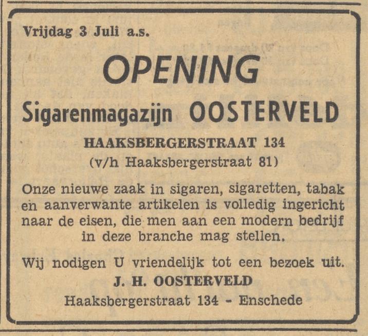 Haaksbergerstraat 134 sigarenmagazijn J.H. Oosterveld advertentie Tubantia 2-7-1959.jpg