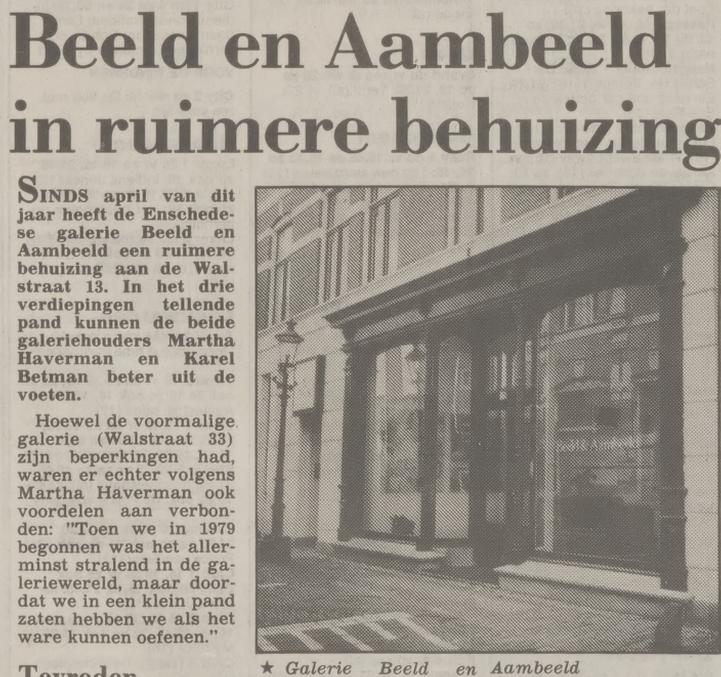 Walstraat 13 nieuwe behuizing Beeld en Aambbeld. Vorige behuizing nr. 33 krantenbericht 27-9-1984.jpg