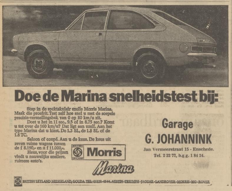 Jan Vermeerstraat 15 garage G. Johannink advertentie Tubantia 8-5-1972.jpg