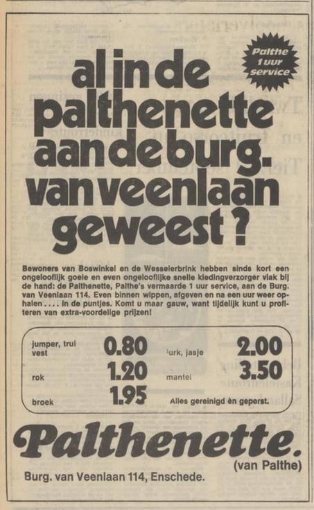 Burgemeester Van Veenlaan 114 Palthenette advertentie Tubantia 26-8-1972.jpg