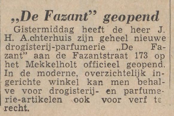 Fazantstraat 173 drogisterij parfumerie De Fazant krantenbericht Tubantia 8-11-1962.jpg