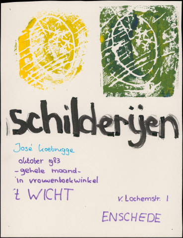 van Lochemstraat 1 Expositie van schilderijen van José Koebrugge in vrouwenboekwinkel 't Wicht okt. 1983.jpeg