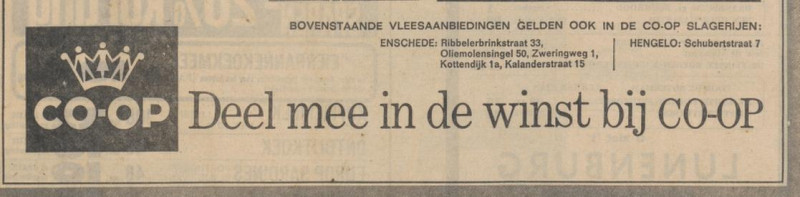 Zweringweg 1 Co op slagerij advertentie Tubantia 24-1-1965.jpg