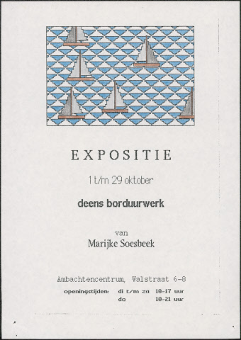 Walstraat 6-8 Ambachtencentrum Expositie Deens Borduurwerk van Marijke Soesbeek okt. 1988.jpeg