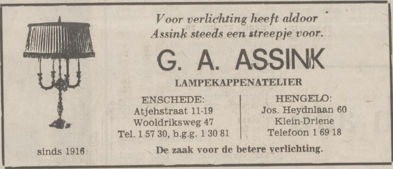 Wooldriksweg 47 verlichting lampekappenatelier G.A. Assink advertentie Tubantia 19-1-1970.jpg