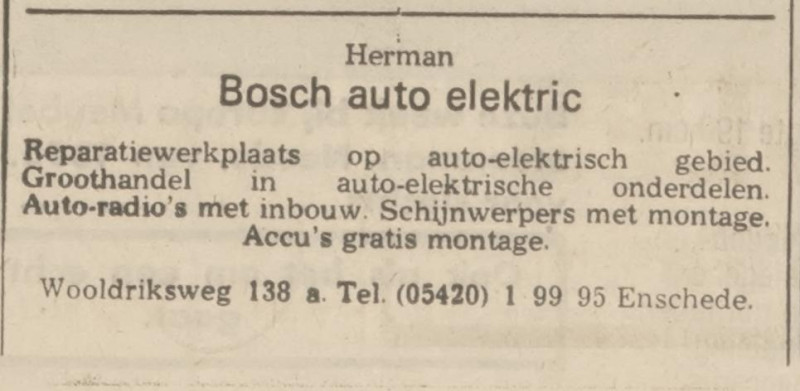 Wooldriksweg 138a Herman Bosch auto elektric advertentie Tubantia 27-3-1974.jpg