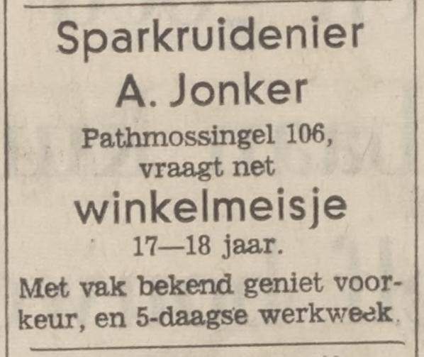 Pathmossingel 106 Sparkruidenier A. Jonker advertentie Tubantia 3-7-1969.jpg