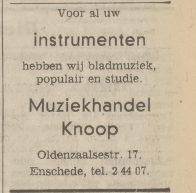 Oldenzaalsestraat 17 muziekhandel Knoop advertentie Tubantia 25-11-1971.jpg