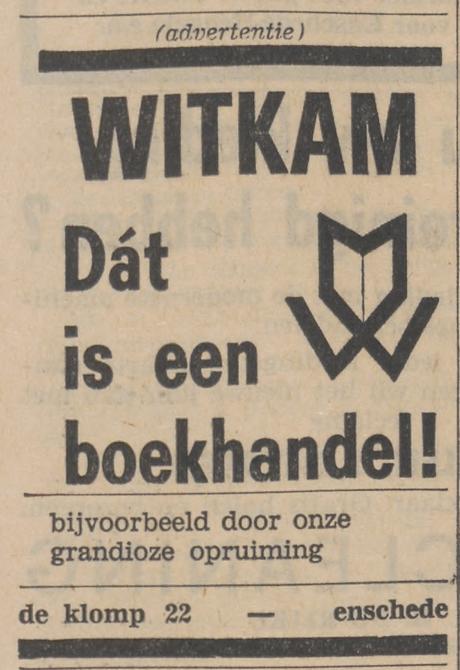 De Klomp 22 boekhandel Witkamp advertentie Tubantia 12-1-1966.jpg