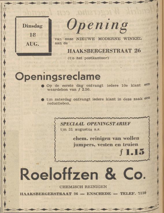 Haaksbergerstraat 26 Roeloffzen & Co chemisch reinigen advertentie Tubantia 14-8-1959.jpg
