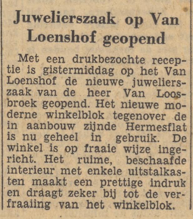 Van Loenshof 36 juwelieszaak Van Loosbroek krantenbericht Tubantia 7-2-1958.jpg