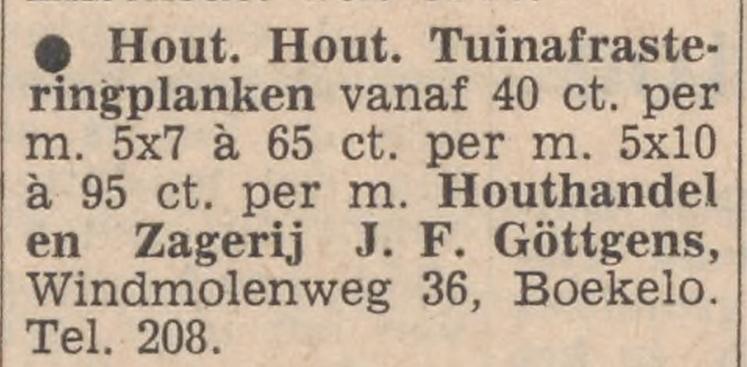 Windmolenweg 36 Boekelo zagerij en houthandel J.F. Gottgens advertentie Tubantia 6-7-1963.jpg