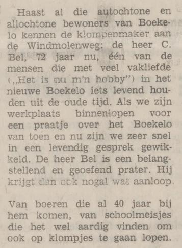 Windmolenweg 51 klompenmaker C. Bel krantenbericht Tubantia 31-5-1975.jpg