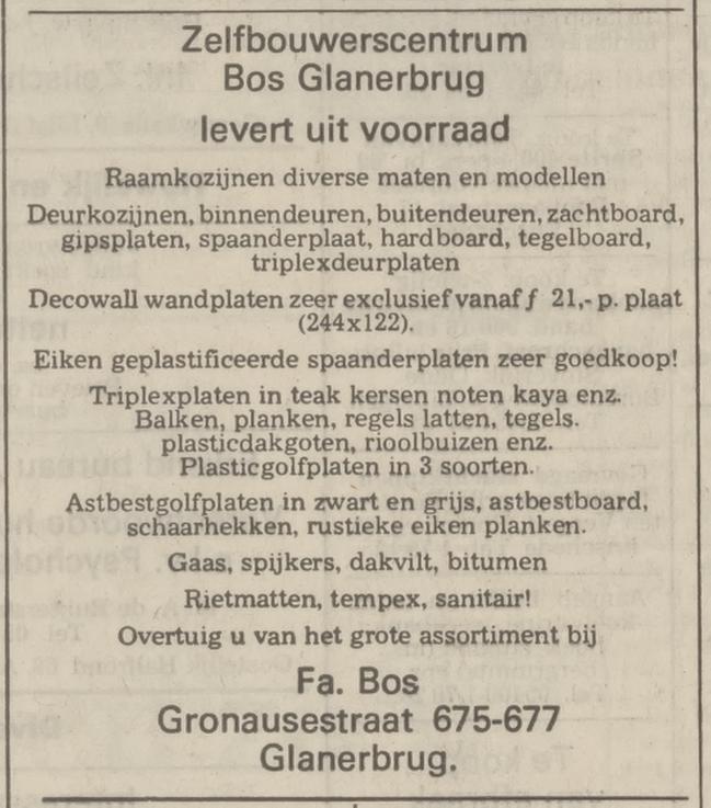 Gronausestraat 675-677 Glanerbrug zelfbouwerscentrum Fa. Bos advertentie Tubantia 19-7-1974.jpg