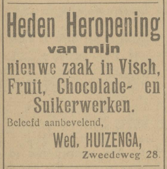 Zwedeweg 28 Wed. Huizenga zaak in vis , fruit, chocolade- en suikerwerken advertentie Tubantia 17-3-1923.jpg