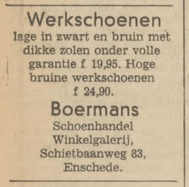 Schietbaanweg 83 Boermans schoenhandel advertentie Tubantia 2-9-1972.jpg