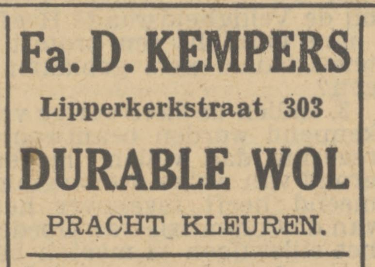 Lipperkerkstraat 303 wolwinkel Fa. D. Kempers advertentie Tubantia 10-12-1948.jpg