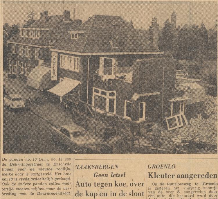 Deurningerstraat 10-18 sloop pand 10 krantenfoto Tubantia 12-4-1963.jpg