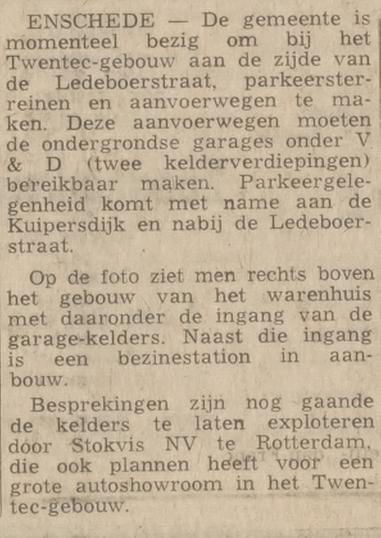 Boulevard 1945 hoek Ledeboerstraat bouw ondergrondse garage krantenbericht Tubantia 6-9-1969.jpg