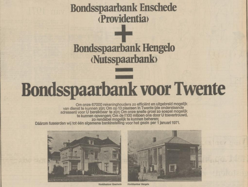 Hoedemakerplein 5 Bondsspaarbank voor Twente advertentie Tubantia 2-1-1971.jpg