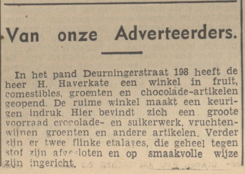 Deurningerstraat 198 H. Haverkate winkel fruit, comestibles enz. krantenbericht Tubantia 7-8-1937.jpg