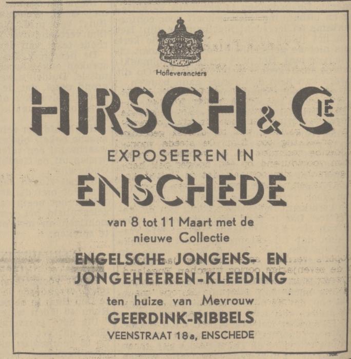 Veenstraat 18a Mevr. Geerdink-Ribbels advertentie Tubantia 5-3-1938.jpg