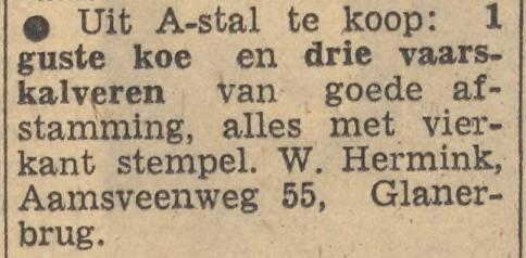Aamsveenweg 55 W, Hermink advertentie Tubantia 13-5-1958.jpg