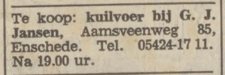 Aamsveenweg 85 G,J, Jansen advertentie Tubantia 6-12-1972.jpg