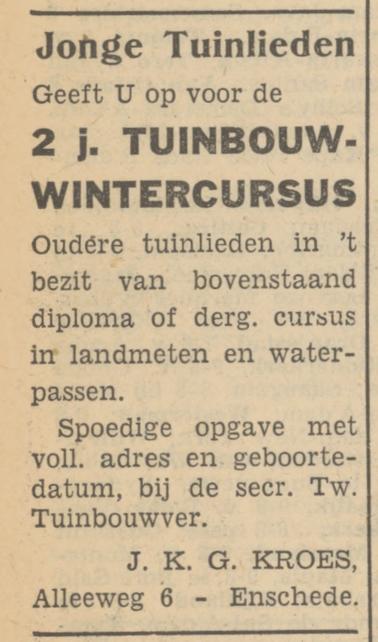 Alleeweg 6 J.K.G. Kroes advertentie Tubantia 9-8-1950.jpg