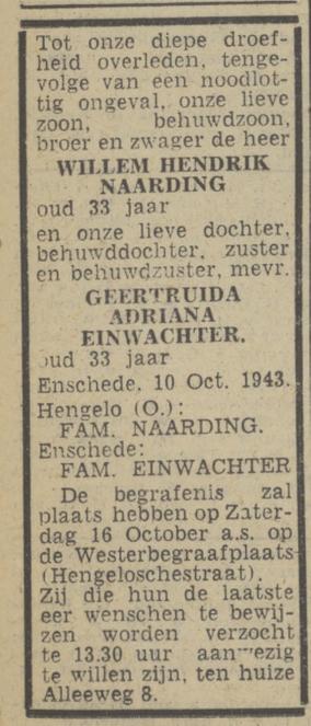 Alleeweg 8 G,A. Einwachter overlijdensadvertentie Tubantia 13-10-1943.jpg