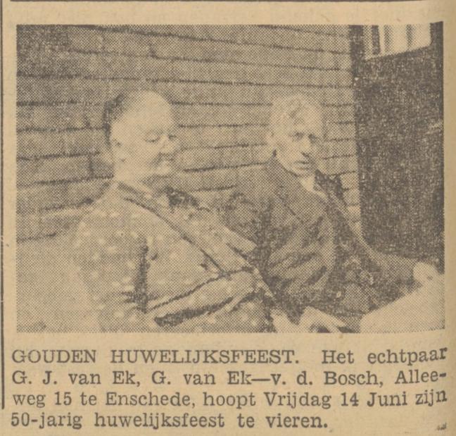 Alleeweg 15 G.J. van Ek G.v.d.Bosch krantenbericht Tubantia 10-6-1940.jpg