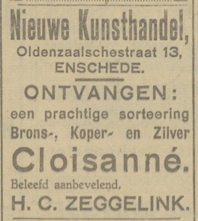 Oldenzaalsestraat 13 kunsthandel H.C. Zeggelink advertentie Tubantia 21-6-1926.jpg