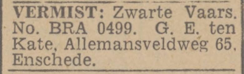 Allemansveldweg 65 G.E. ten Kate advertentie Tubantia 27-11-1944.jpg