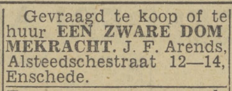 Alsteedsestraat 12-14 J.F. Arends advertentie Twentsch nieuwsblad 10-8-1943.jpg